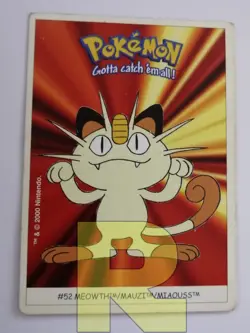 Meowth #52 ® Dunkin Boomer Card/Sticker 2000 ® Pokemon ® Poor - Image 1