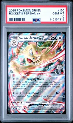 2025 POKEMON DRI EN-DESTINED RIVALS #150 TEAM ROCKET'S PERSIAN EX PSA 10 - Image 1