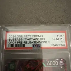 2024 One Piece Promo Eustass Captain Kid P-067 OP07 Pre-Release Winner PSA 10 - Image 4