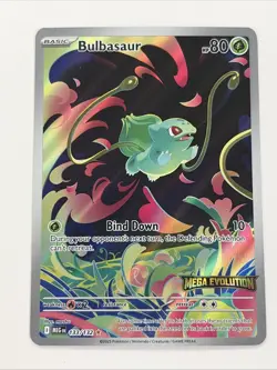Pokemon TCG Bulbasaur IR 133/132 Mega Evolutions Stamped Promo Card Illustration - Image 1