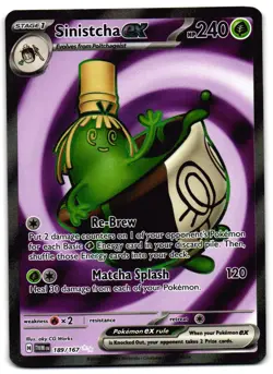 Sinistcha ex 189/167 - Twilight Masquerade Ultra Rare Pokemon TCG - M/LP Card - Image 1
