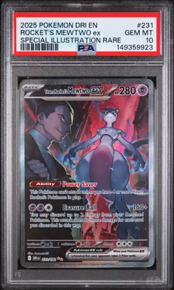 2025 POKEMON DRI EN-DESTINED RIVALS #231 TEAM ROCKET'S MEWTWO EX PSA 10 - Image 1