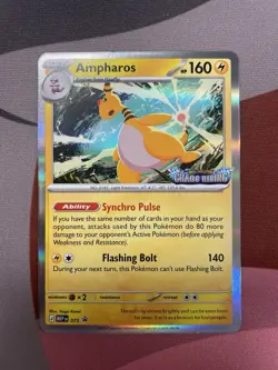 Pokemon Chaos Rising Ampharos Pre-release Stamped Promo - NM - Image 1