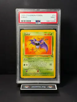 1999 Pokemon Fossil Zubat #57 PSA 9 - Image 1