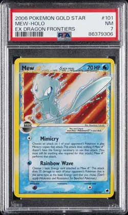 2006 POKEMON EX DRAGON FRONTIERS GOLD STAR #101 MEW-HOLO PSA 7 - Image 1