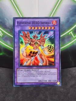 Yugioh Elemental HERO Inferno LCGX-EN076 Super Rare NM - Image 1