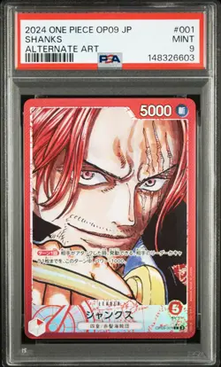 One Piece Japanese Shanks OP09-001 Emperors in the New World Alternate Art PSA 9 - Image 1