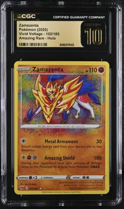 CGC 10 Zamazenta 102/185 2020 Vivid Voltage Amazing Rare Pristine Pokemon Card - Image 1