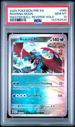 Roaring Moon Master Ball #65 2025 Pokemon Prismatic Evolutions PSA 10 Gem Mint - Image 1