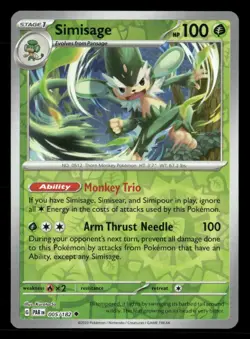 Simisage 005/182 UC Paradox Rift Reverse Holo NM/M Pokemon - Image 1