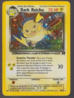Pokemon Team Rocket Unlimited Dark Raichu 83/82 Holo Rare HP - Image 1