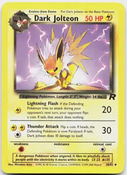 Dark Jolteon 38/82 Uncommon Team Rocket Pokemon Moderately Played - Image 1