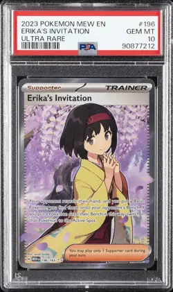2023 POKEMON MEW EN-151 ULTRA RARE #196 ERIKA'S INVITATION PSA 10 - Image 1