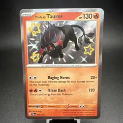 Holo Paldean Tauros - 111/091 NM PAF Paldean Fates Pokemon Card Gold Star - Image 1