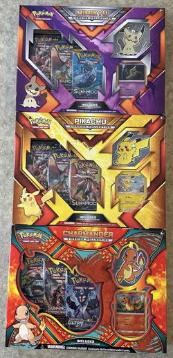 Lot Of 3 Sealed Pokemon Sidekick Collection Boxes - Pikachu Mimikyu Charmander - Image 1