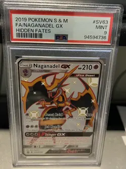 PSA 9 Nagandel GX SV63/SV94 Full Art Hidden Fates 2019 Pokemon Card - Image 1