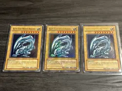 Yu-Gi-Oh! 3X Vintage Blue-Eyes White Dragon SDK-001 Unlimited Damaged - Image 5