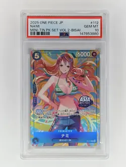 2025 One Piece Japanese Mini-Tin Pack Set Vol.2 BISAI #112 NAMI PSA 10 - Image 1