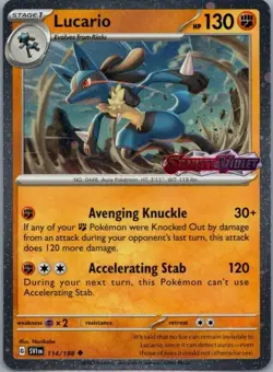 Pokemon Card Lucario 114/198 Scarlet & Violet Stamped - Near Mint - Image 1