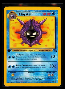 Cloyster 32/62 1st Edition Fossil Set Uncommon 1999 English Pokemon Card - Image 1