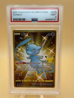 PSA 9 Gem Mint Pokemon 2021 Mew Full Art Celebrations Gold #025 025/025 - Image 1