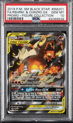 2019 POKEMON SM BLACK STAR PROMO #SM201 FULL ART/RESHIRAM & CHARIZARD GX PSA 10 - Image 1