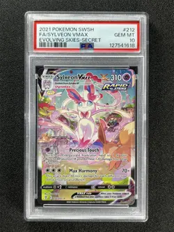 2021 Pokemon Swsh Fa/Sylveon Vmax #212/203 Evolving Skies-Secret PSA 10 GEM MT - Image 1