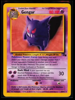 1999 Pokemon TCG Gengar (20) Fossil #20/62 - Image 1