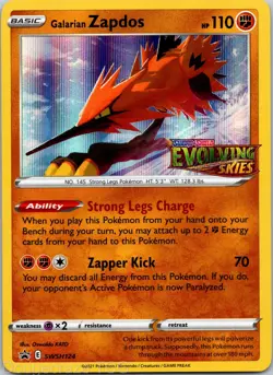 Galarian Zapdos SWSH124 Promo SWSH Black Star Pokemon NM - Image 1