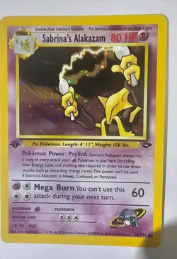 Pokemon Sabrina's Alakazam 1st Edition Holo (Faint Swirl) Gym Challenge 16/132 - Image 1