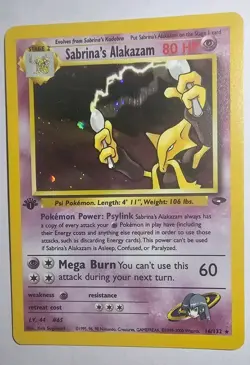 Pokemon Sabrina's Alakazam 1st Edition Holo (Faint Swirl) Gym Challenge 16/132 - Image 2