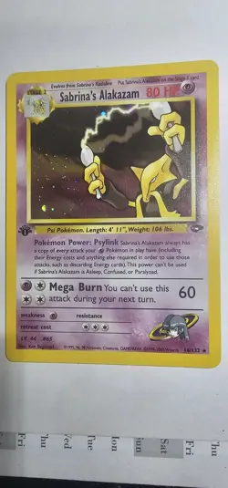 Pokemon Sabrina's Alakazam 1st Edition Holo (Faint Swirl) Gym Challenge 16/132 - Image 3