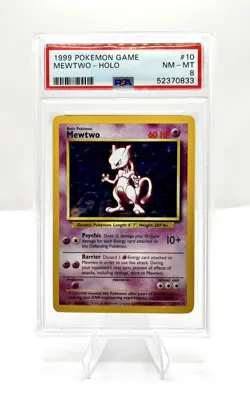 PSA 8 Pokemon Base Set Unlimited Holo Mewtwo 10/102 NM/MINT Condition. - Image 1