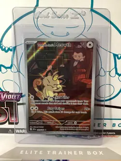 Pokemon TCG Team Rockets Meowth Illustration Rare Card 203/182 Destined Rivals - Image 3
