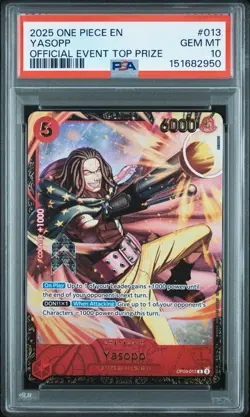 ONE PIECE YASOPP 2025 PROMOS OFFICIAL EVENT TOP PRIZE #013 PSA 10 - Image 1