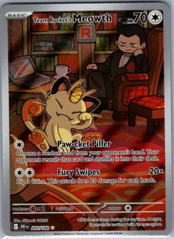 Team Rocket's Meowth 203/182 SV10: Destined Rivals - Pokemon Card - NM - Image 1
