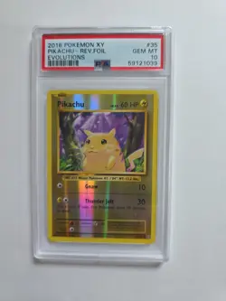 Pokemon XY Evolutions 2016 Pikachu Reverse Holo Foil Card #35/108 PSA 10 - Image 1