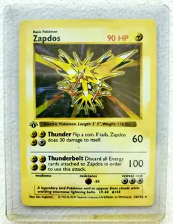 1999 POKEMON 1ST EDITION BASE SET HOLO ZAPDOS #16 16/102 WOTC VTG First Edition! - Image 1