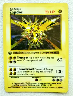 1999 POKEMON 1ST EDITION BASE SET HOLO ZAPDOS #16 16/102 WOTC VTG First Edition! - Image 4