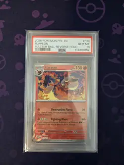 FLAREON PSA 10 2025 POKEMON PRE EN #013/131 REVERSE HOLO MASTER BALL - Image 1
