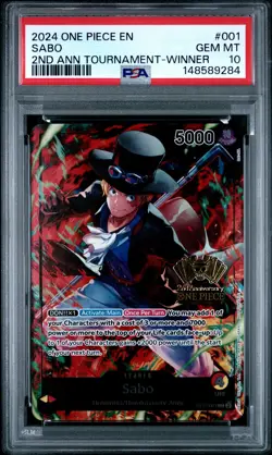 2024 ONE PIECE PROMOS 2ND ANNIVERSARY TOURNAMENT-WINNER #001 SABO PSA 10 - Image 1