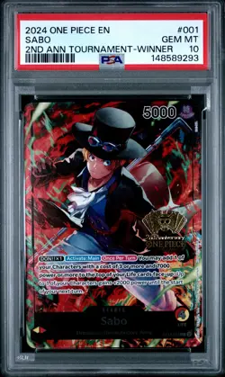 2024 ONE PIECE PROMOS 2ND ANNIVERSARY TOURNAMENT-WINNER #001 SABO PSA 10 - Image 1