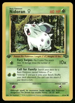 Pokemon Cards Nidoran F 57/64 1st Edition Jungle WOTC Common NM - Image 1