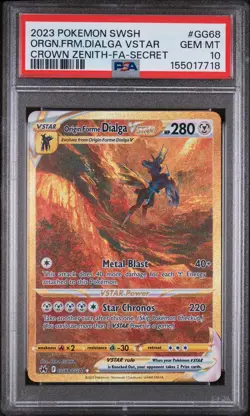 POKEMON SWORD & SHIELD CROWN ZENITH FULL ART/ORIGIN FORME DIALGA VSTAR PSA 10 - Image 1