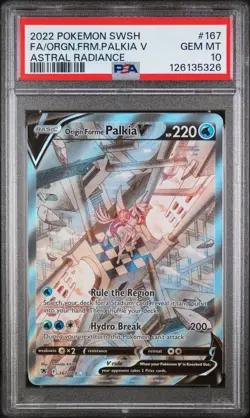 POKEMON SWORD & SHIELD ASTRAL RADIANCE FULL ART/ORIGIN FORME PALKIA V PSA 10 - Image 1