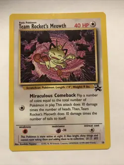 Team Rocket's Meowth Black Star Promo Pokemon Card #18 - Image 1