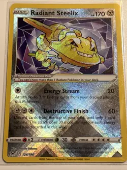 Radiant Steelix 124/196 Lost Origin Radiant Rare Pokemon TCG Card Mint NM - Image 1