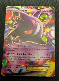 Poke'mon Gengar EX 34/119 Ultra Rare. Phantom Forces Set. Holo Foil. USED. Poor - Image 1