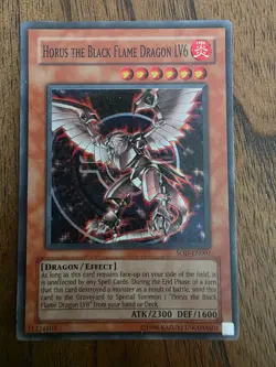 YuGiOh Horus the Black Flame Dragon LV6 Super Rare SOD-EN007 Unlimited MP - Image 1