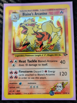 Pokemon Blaine's Arcanine 1/132 Holo Rare Pokemon TCG 2000 Gym Challenge Card - Image 1